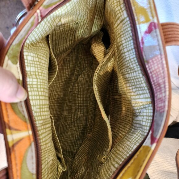 FOSSIL Floral Print Coated Canvas/Leather Tote Bag Key-Per Purse VGPC - Picture 10 of 16
